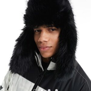 ASOS 4505 Ski faux fur trapper hat in black